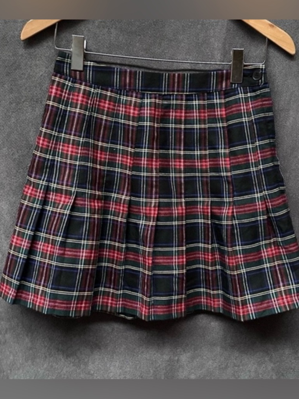 plaid mini skirt pleated school girl Sz small